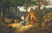 Cornelius Krieghoff Caughnawaga Indians at Camp painting